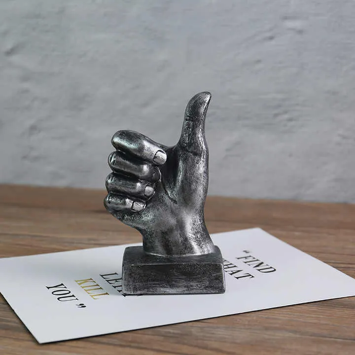 تماثيل مكتب لفتة إصبع يد منحوتة من الراتنج . Resin Hand Finger Gesture Desk Statues Sculpture for