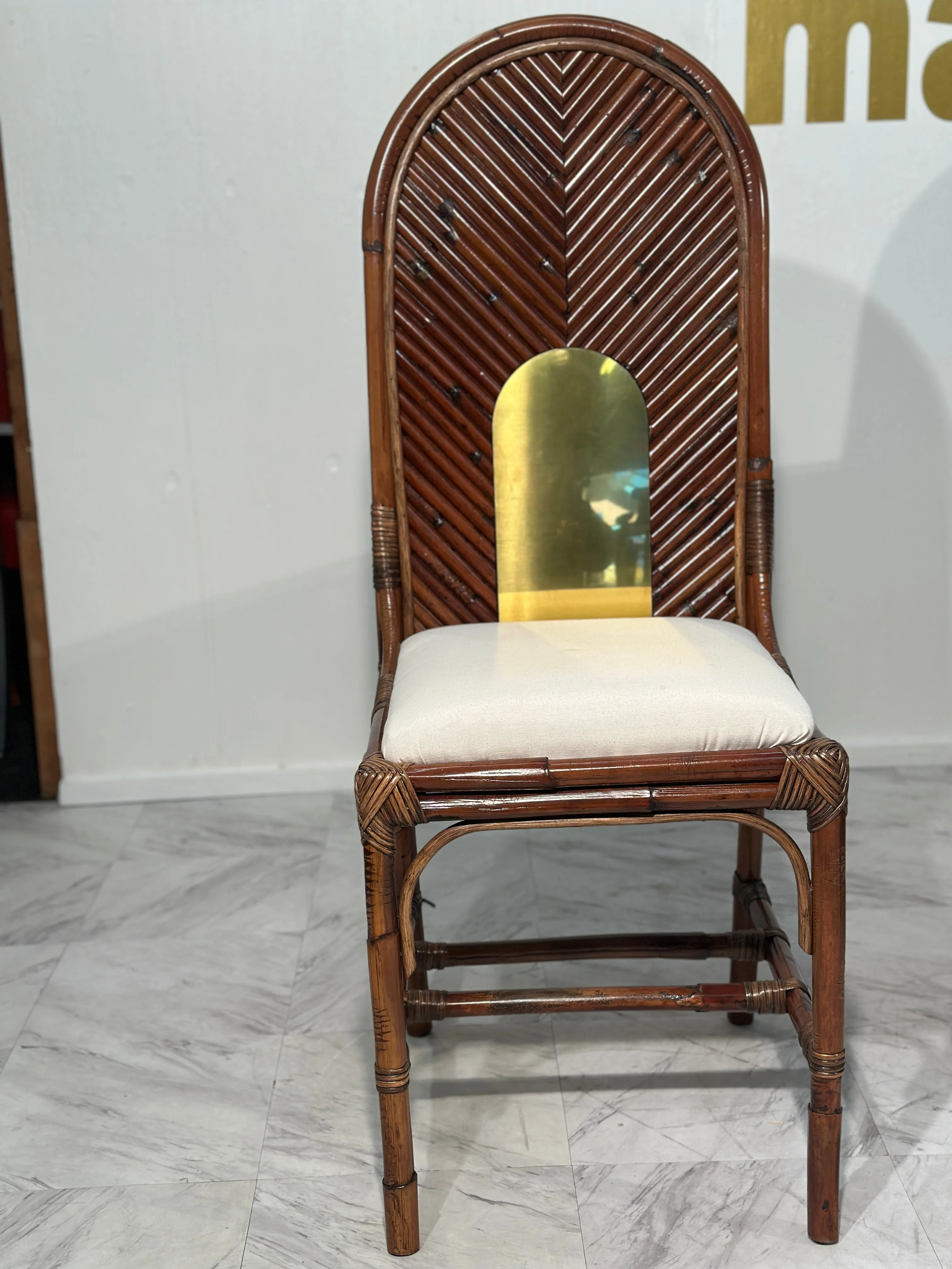 1980s Italian Bamboo Dining Table Plus 8 Chairs