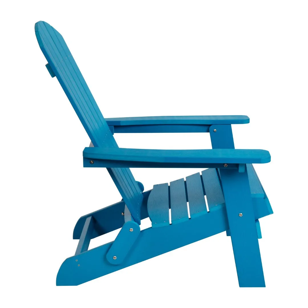 2-Pack Folding Adirondack Chairs Set with Side Table - Commercial Grade, All-Weather Resin