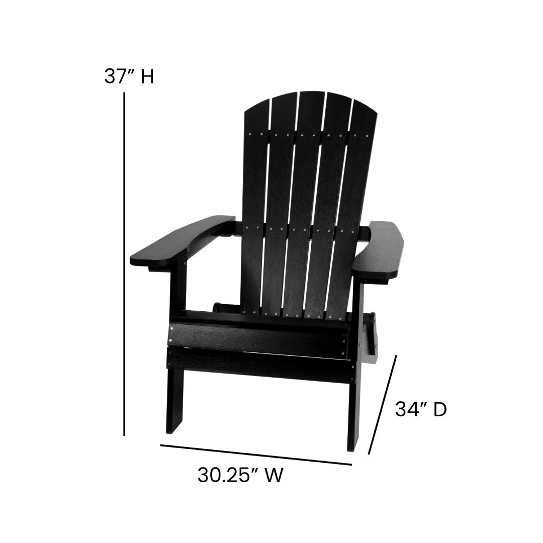 2-Pack Folding Adirondack Chairs Set with Side Table - Commercial Grade, All-Weather Resin