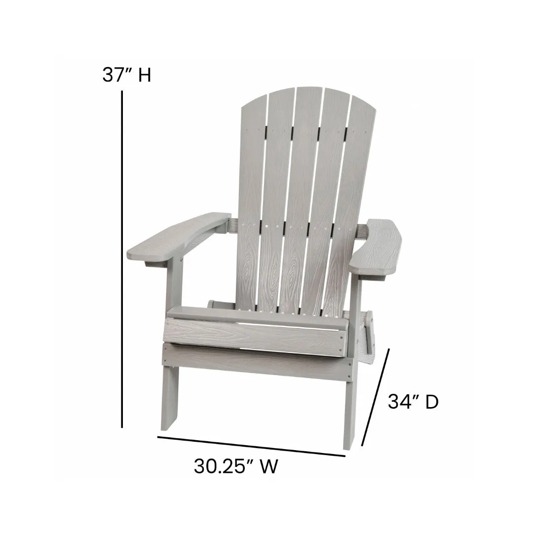 2-Pack Folding Adirondack Chairs Set with Side Table - Commercial Grade, All-Weather Resin