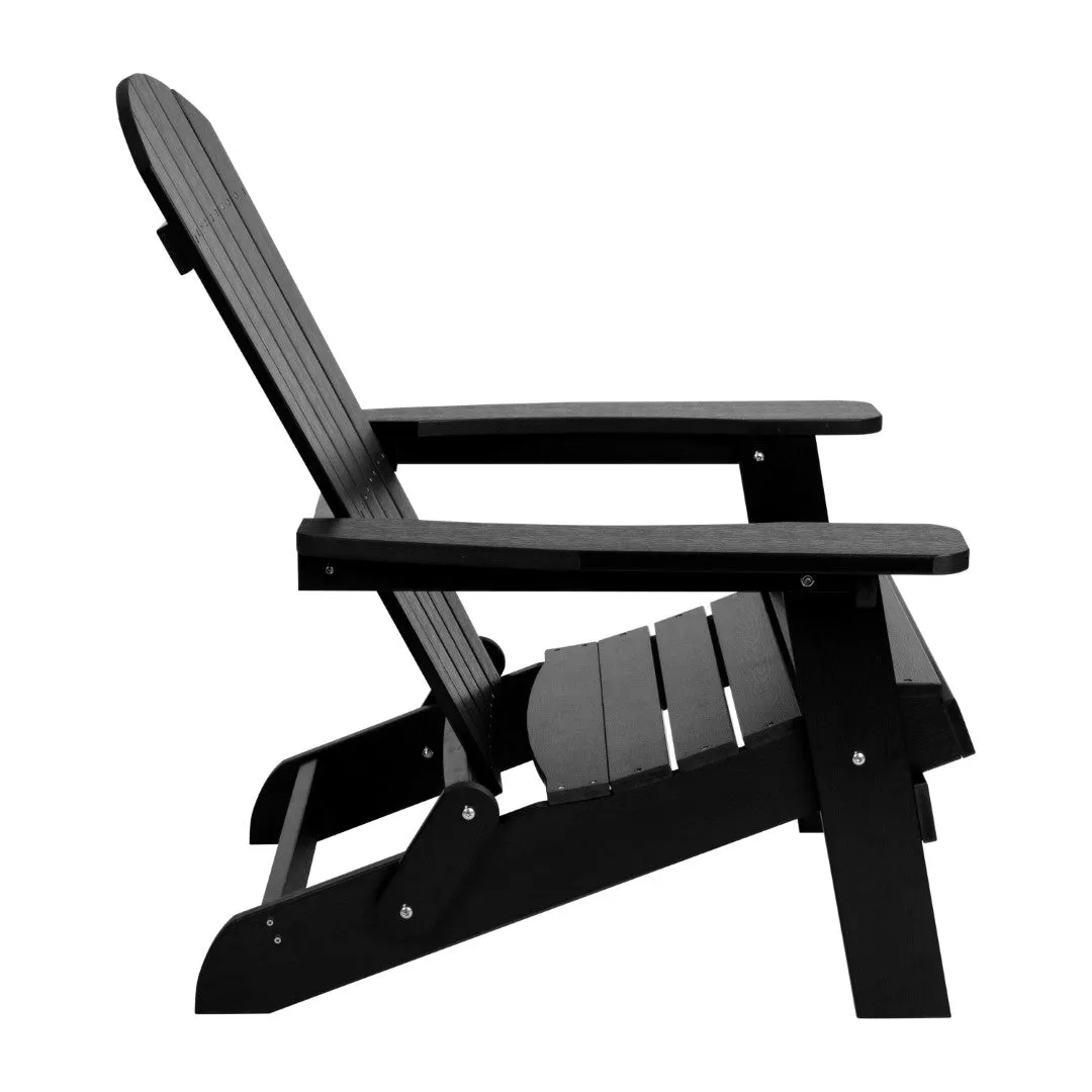 2-Pack Folding Adirondack Chairs Set with Side Table - Commercial Grade, All-Weather Resin