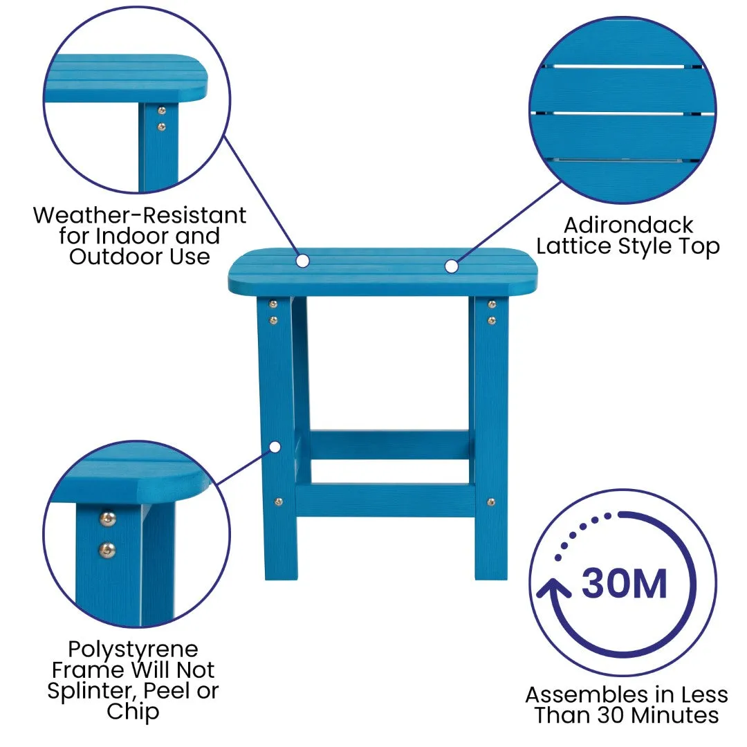 2-Pack Folding Adirondack Chairs Set with Side Table - Commercial Grade, All-Weather Resin