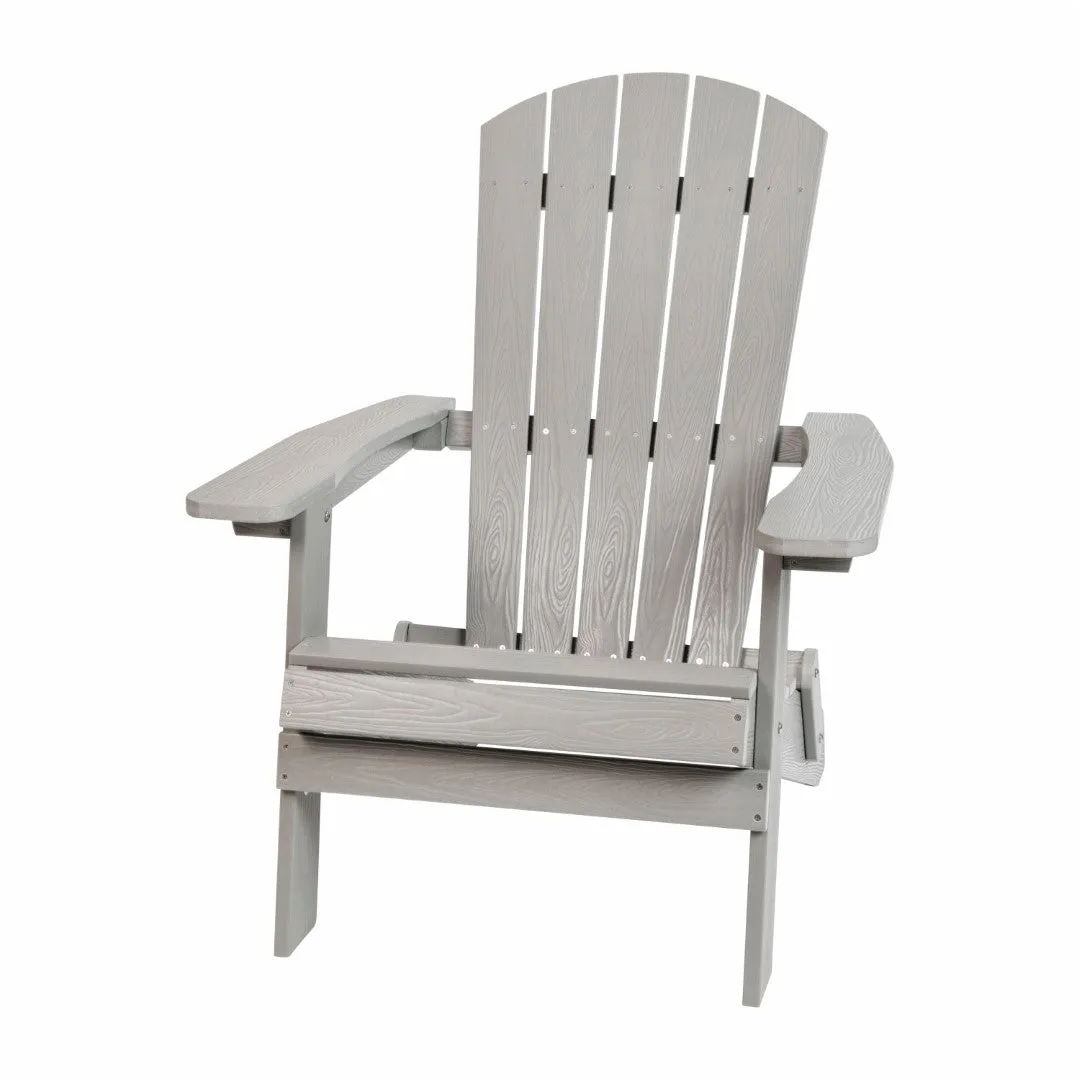 2-Pack Folding Adirondack Chairs Set with Side Table - Commercial Grade, All-Weather Resin