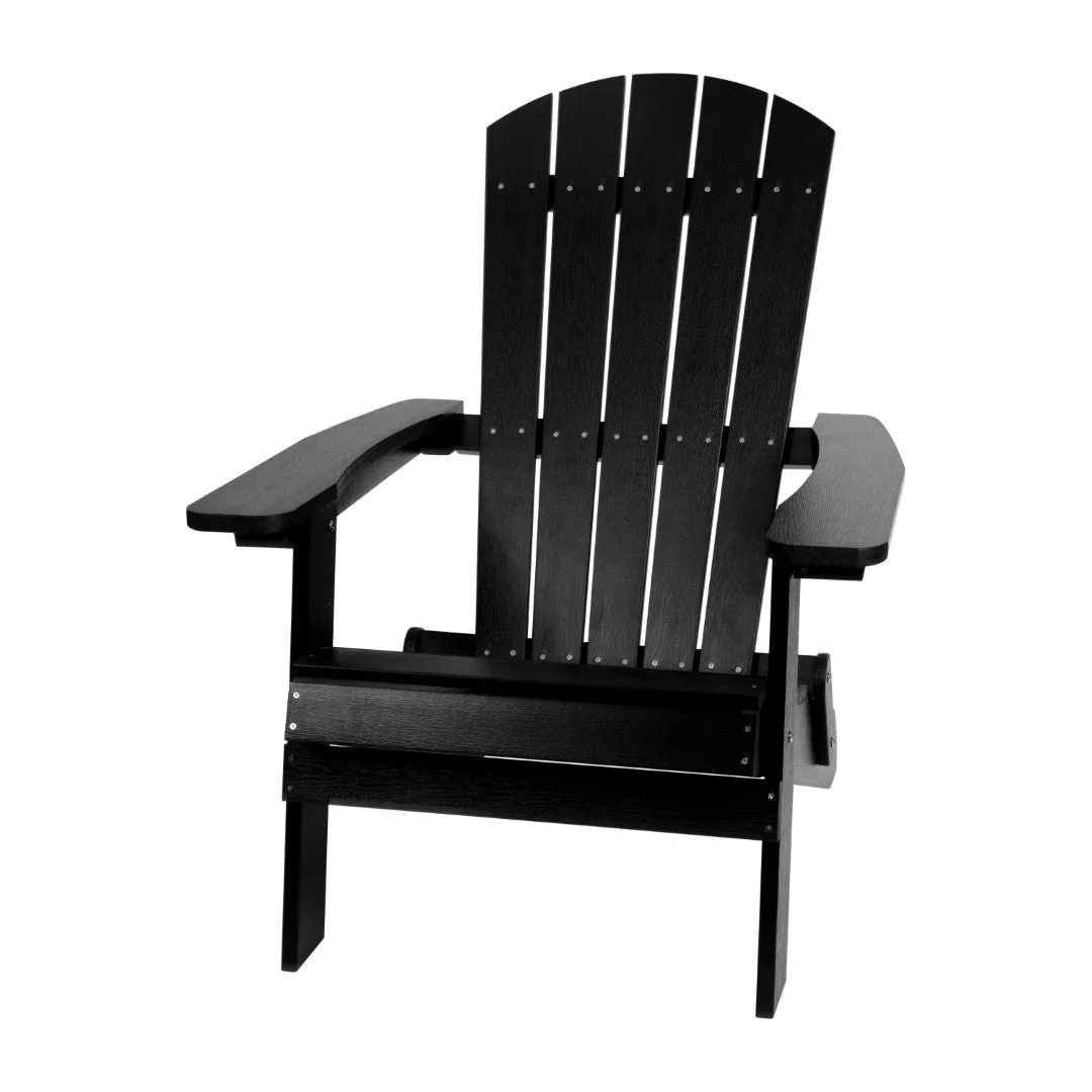 2-Pack Folding Adirondack Chairs Set with Side Table - Commercial Grade, All-Weather Resin
