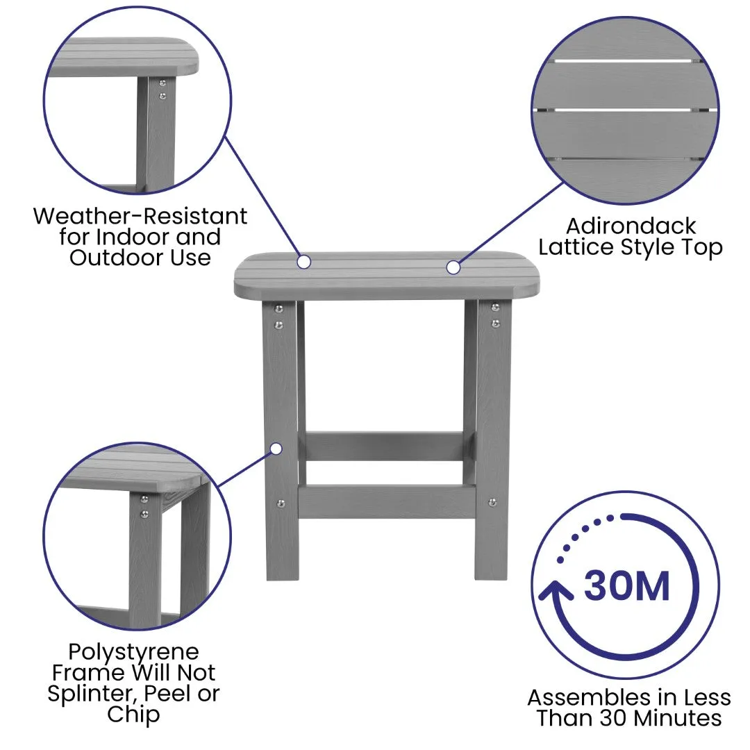 2-Pack Folding Adirondack Chairs Set with Side Table - Commercial Grade, All-Weather Resin