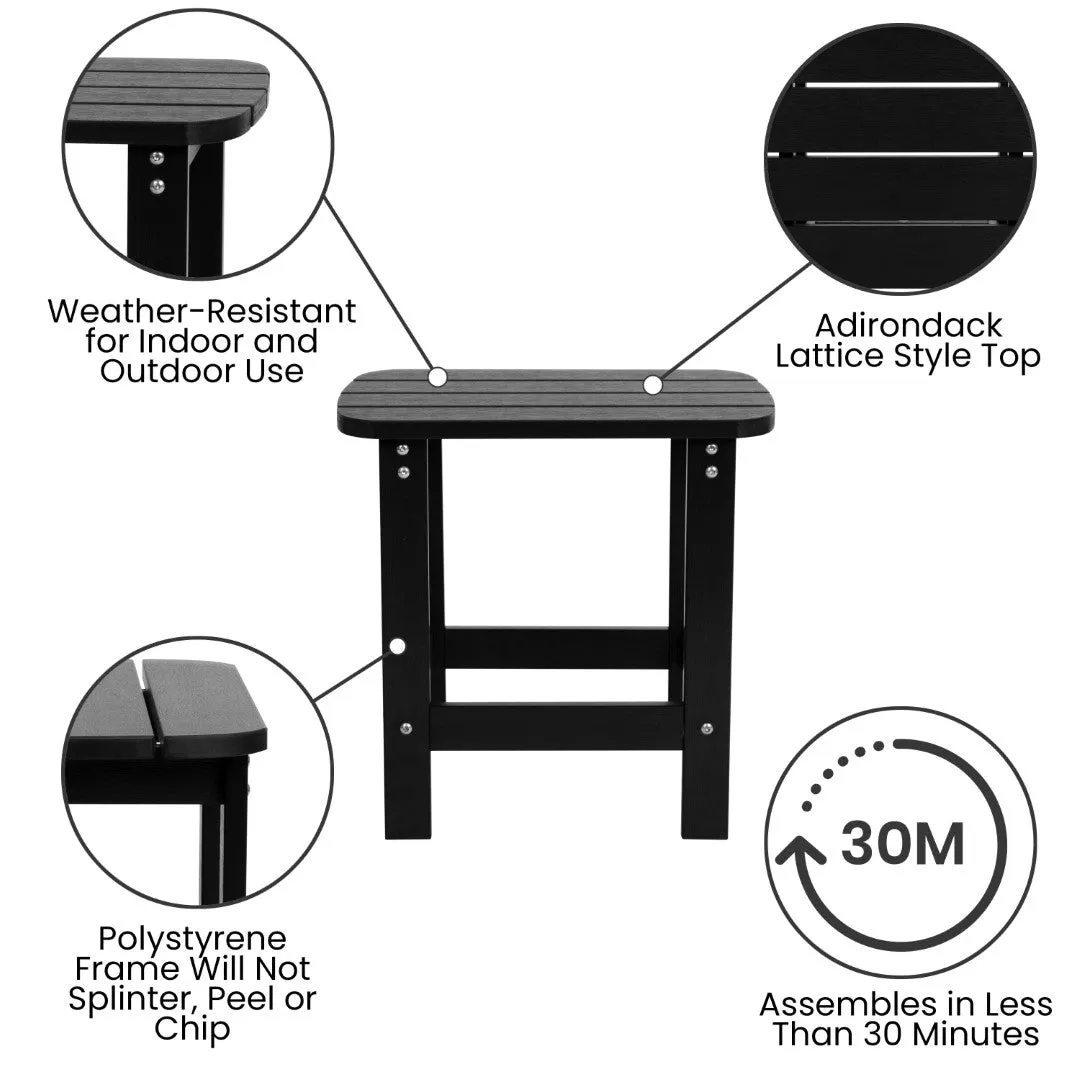2-Pack Folding Adirondack Chairs Set with Side Table - Commercial Grade, All-Weather Resin