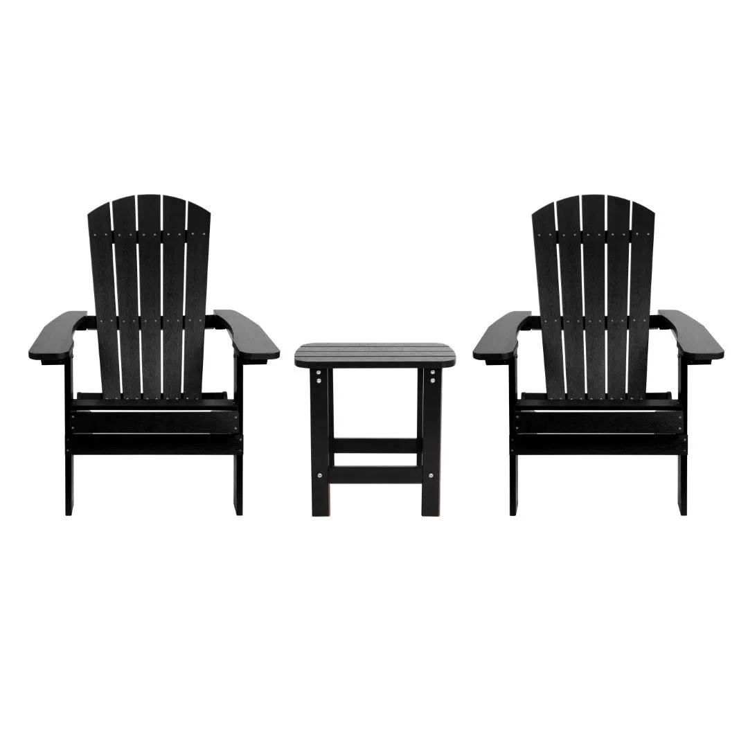 2-Pack Folding Adirondack Chairs Set with Side Table - Commercial Grade, All-Weather Resin