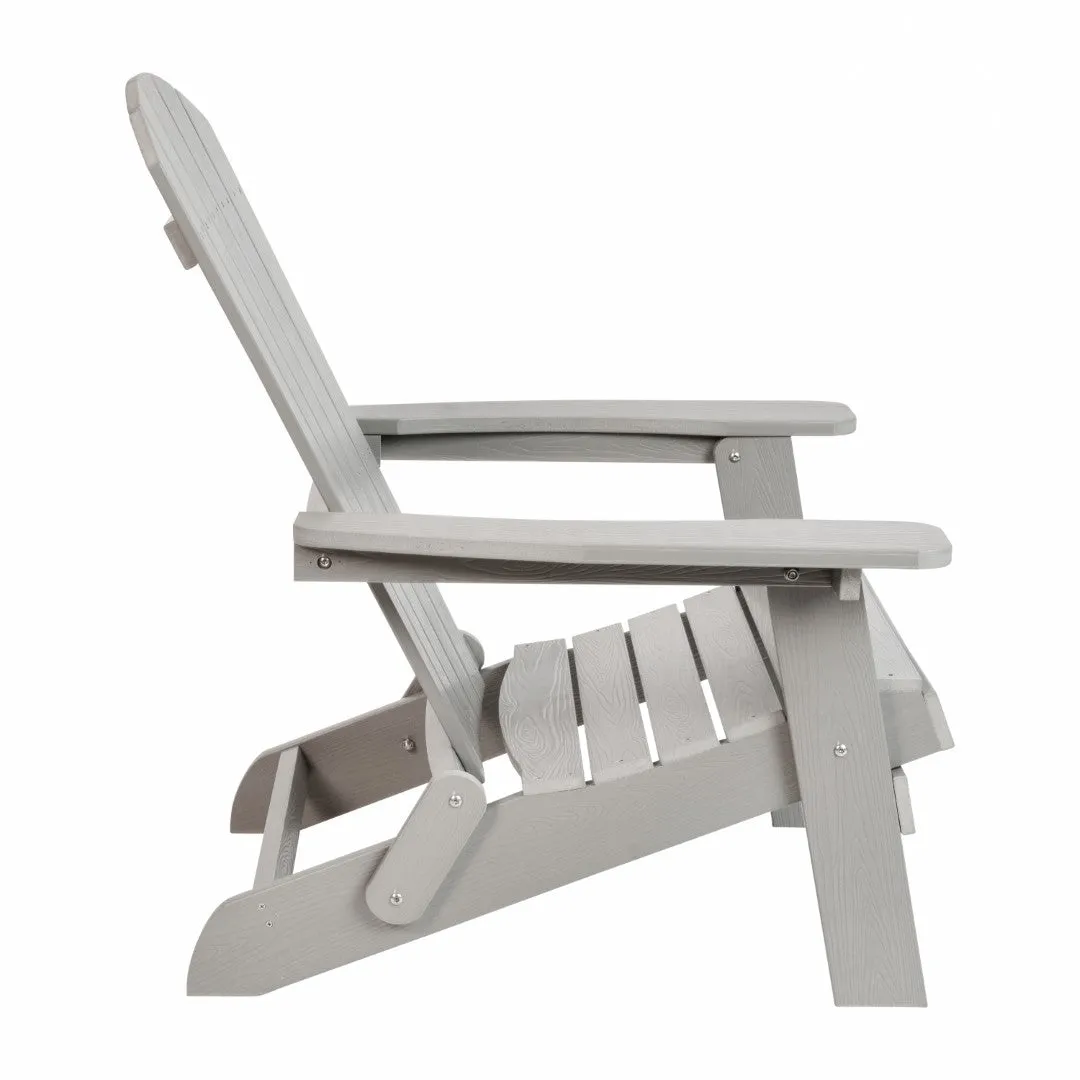 2-Pack Folding Adirondack Chairs Set with Side Table - Commercial Grade, All-Weather Resin