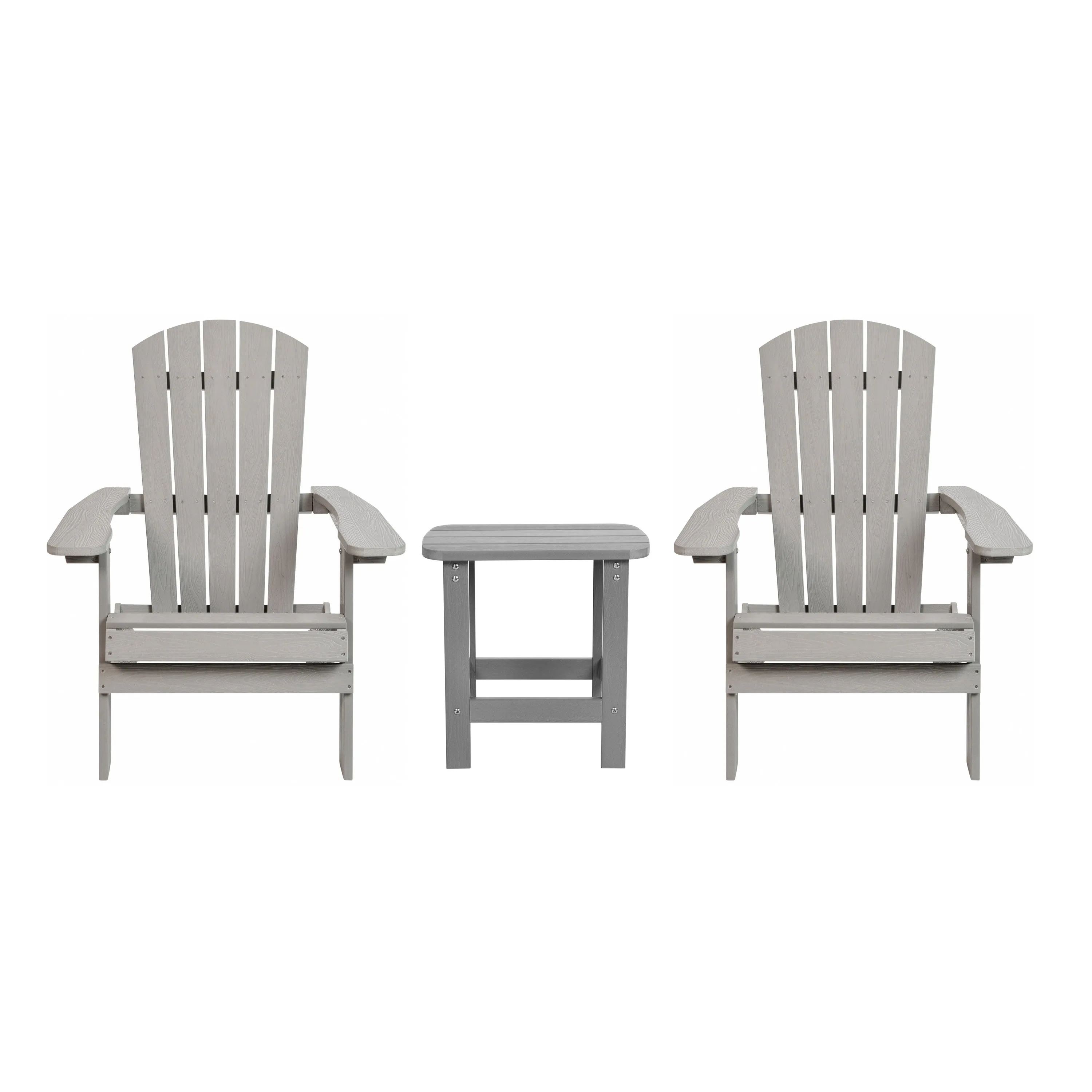 2-Pack Folding Adirondack Chairs Set with Side Table - Commercial Grade, All-Weather Resin