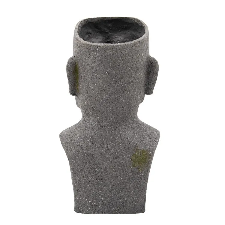 20" Moai Bust Polyresin Planter - Gray