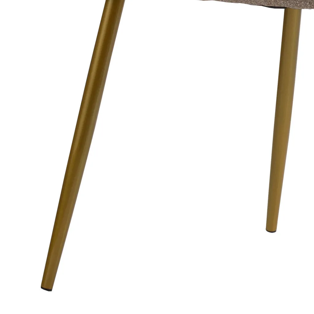 26 Inch Dining Side Chair Set of 2, Gold Metal Legs, Soft Beige Upholstery By Casagear Home