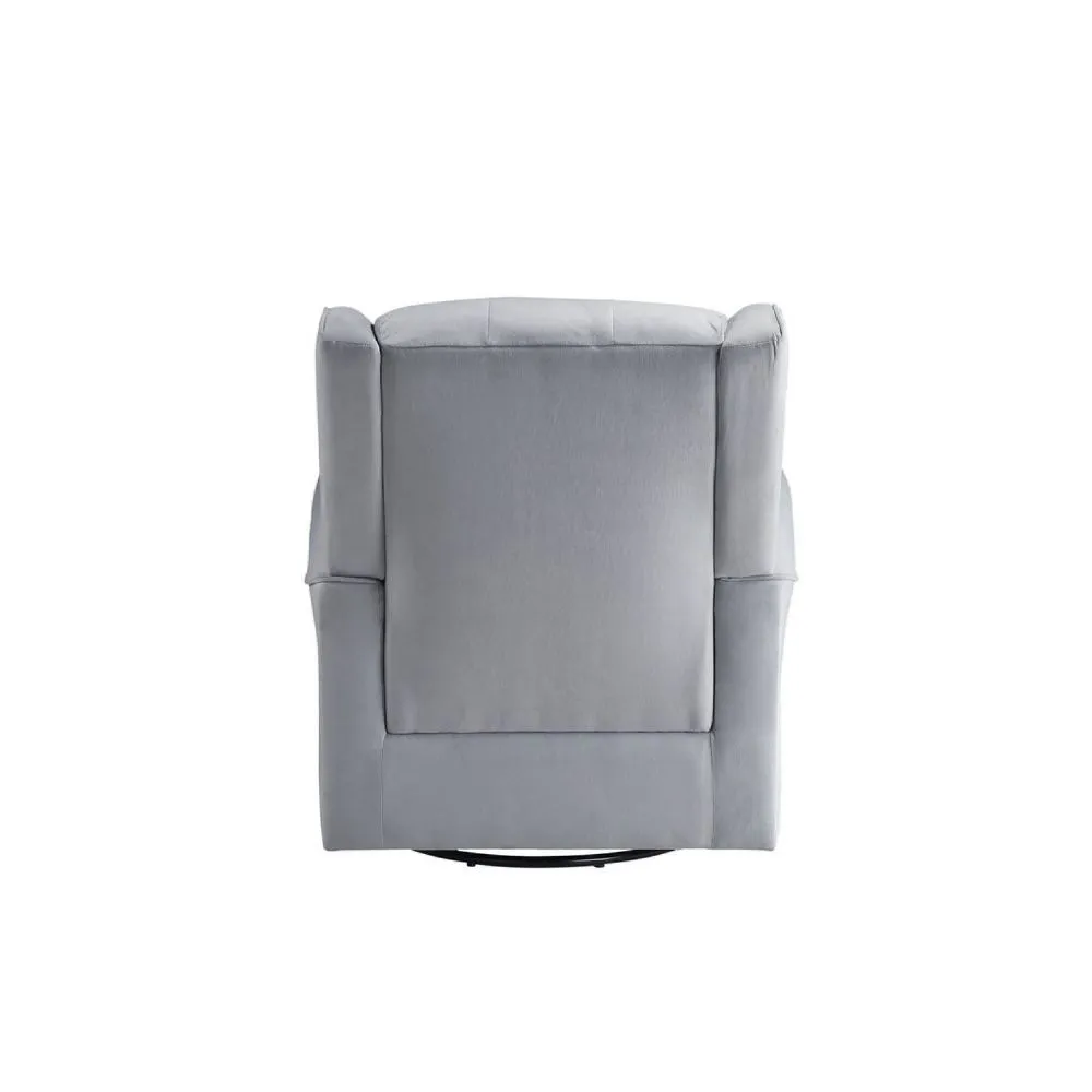 35 Inch Accent Swivel Chair, Glider, Tufted Back, Gray By Casagear Home