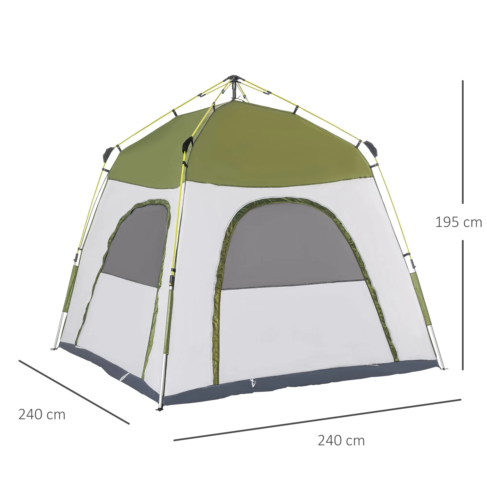 4 Person Automatic Camping Tent Outdoor Pop Up Tent Portable Backpacking Dome Shelter Green