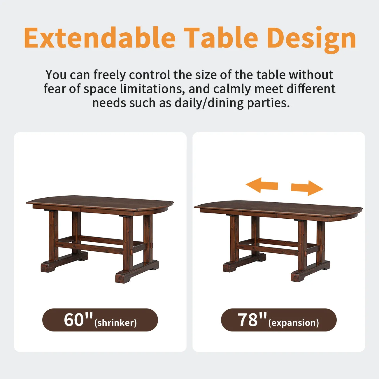 6-Piece Extendable Wood Dining Table Set, 60-78", Cherry Finish, Includes 4 Chairs, Bench - Seats 6