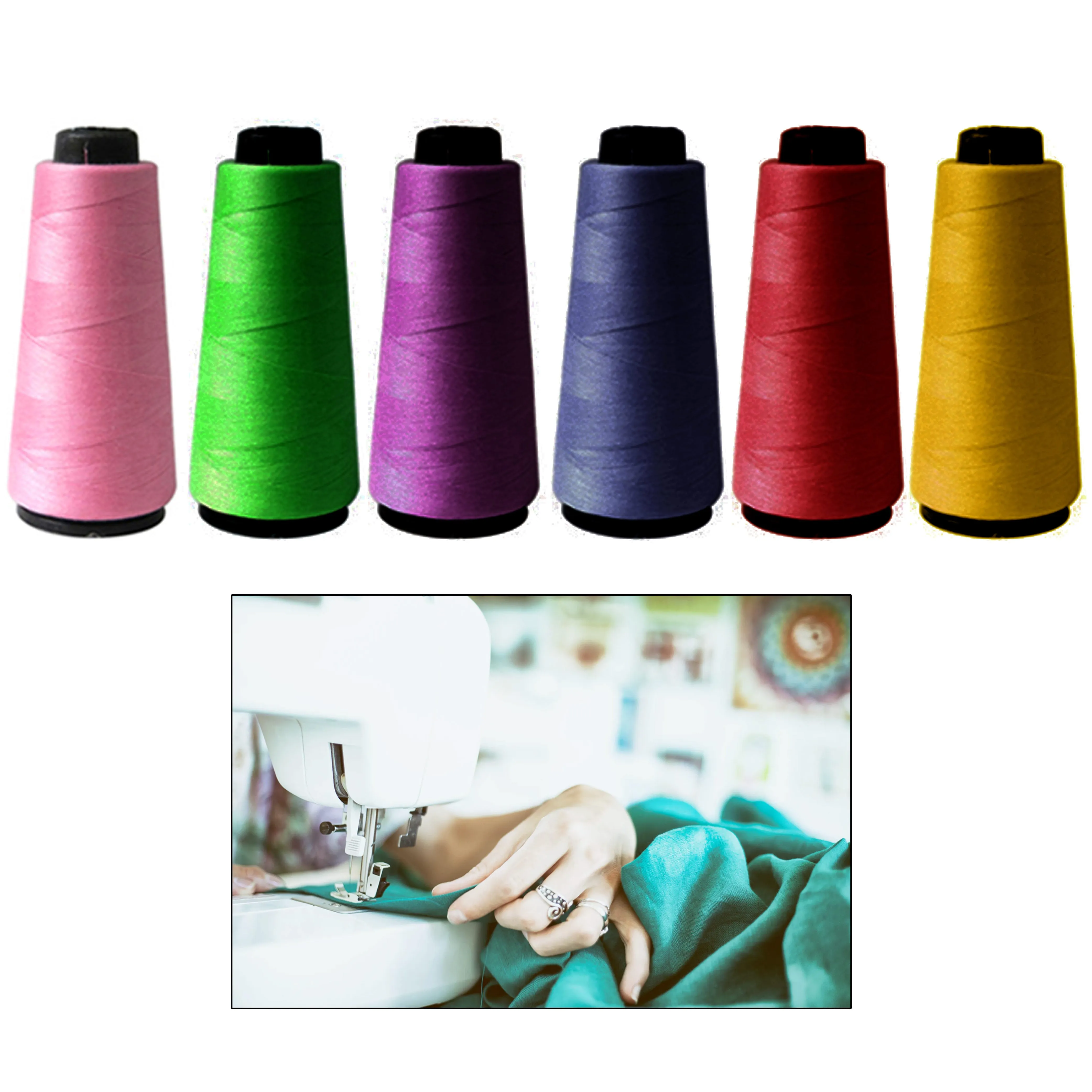 6 Spools Bright Colors Sewing Thread 1000 Meters 3280 Feet Sew Fabric Upholstery