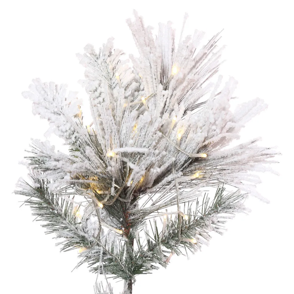 7.5' x 37" Flocked Atka Pencil Artificial Christmas tree Warm White LED