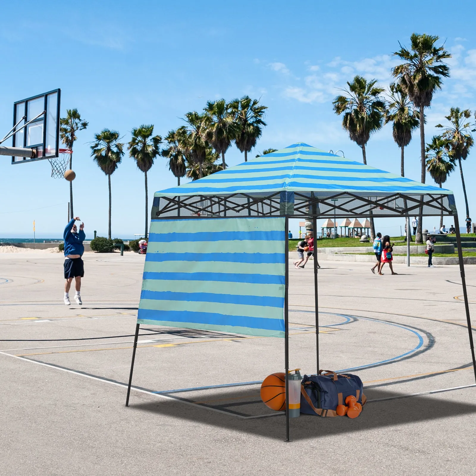 8x8 Backpack Pop Up Canopy Tent w/ Sidewall 8x8 Base 6x6 Top,Unique Printing Fabric