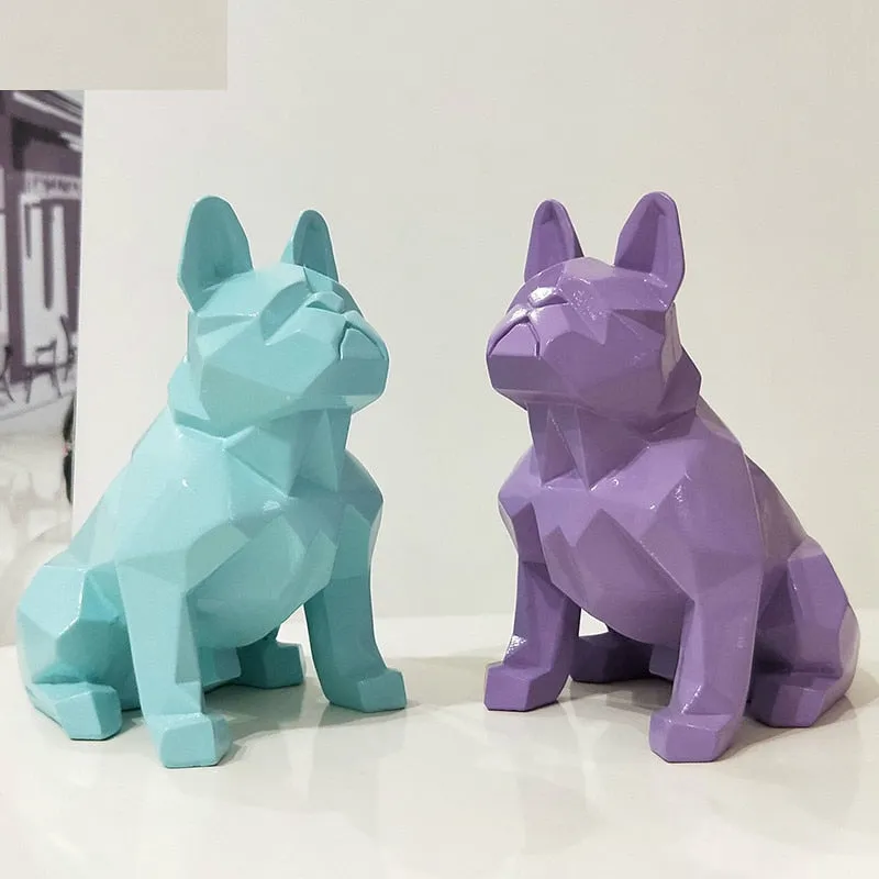 Abstract Geometric French Bulldog Resin Statue