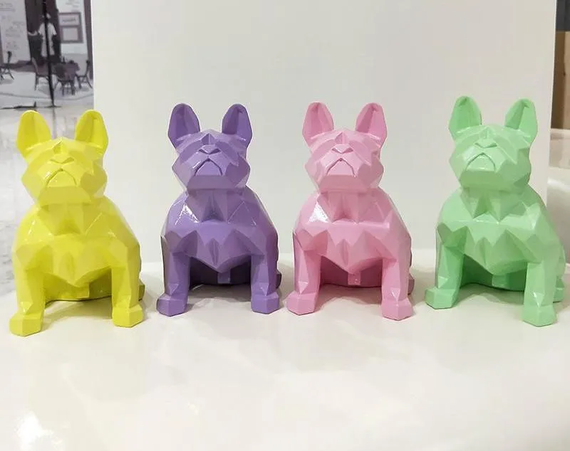 Abstract Geometric French Bulldog Resin Statue