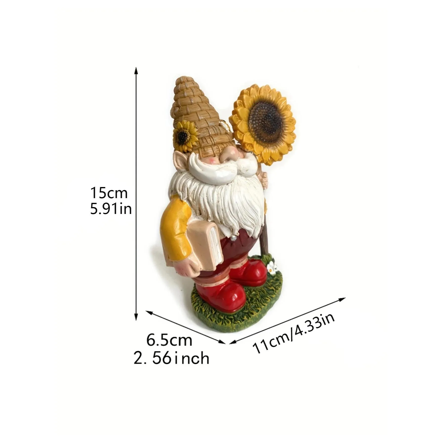 Adorable Sunflower Gnome Resin Statue