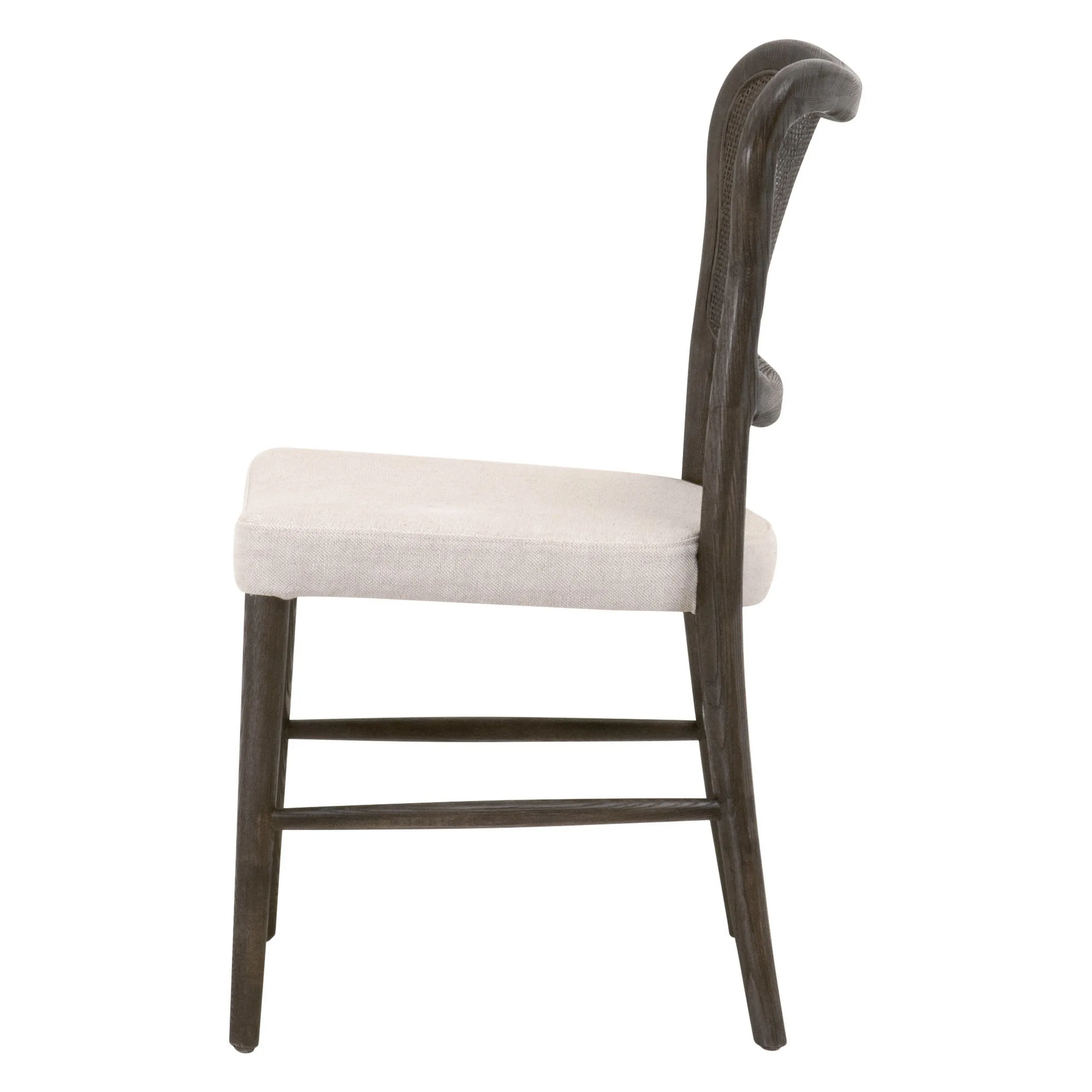 Aina 23 Inch Dining Chair Set of 2, Curved Cane Back, White, Oak Brown By Casagear Home