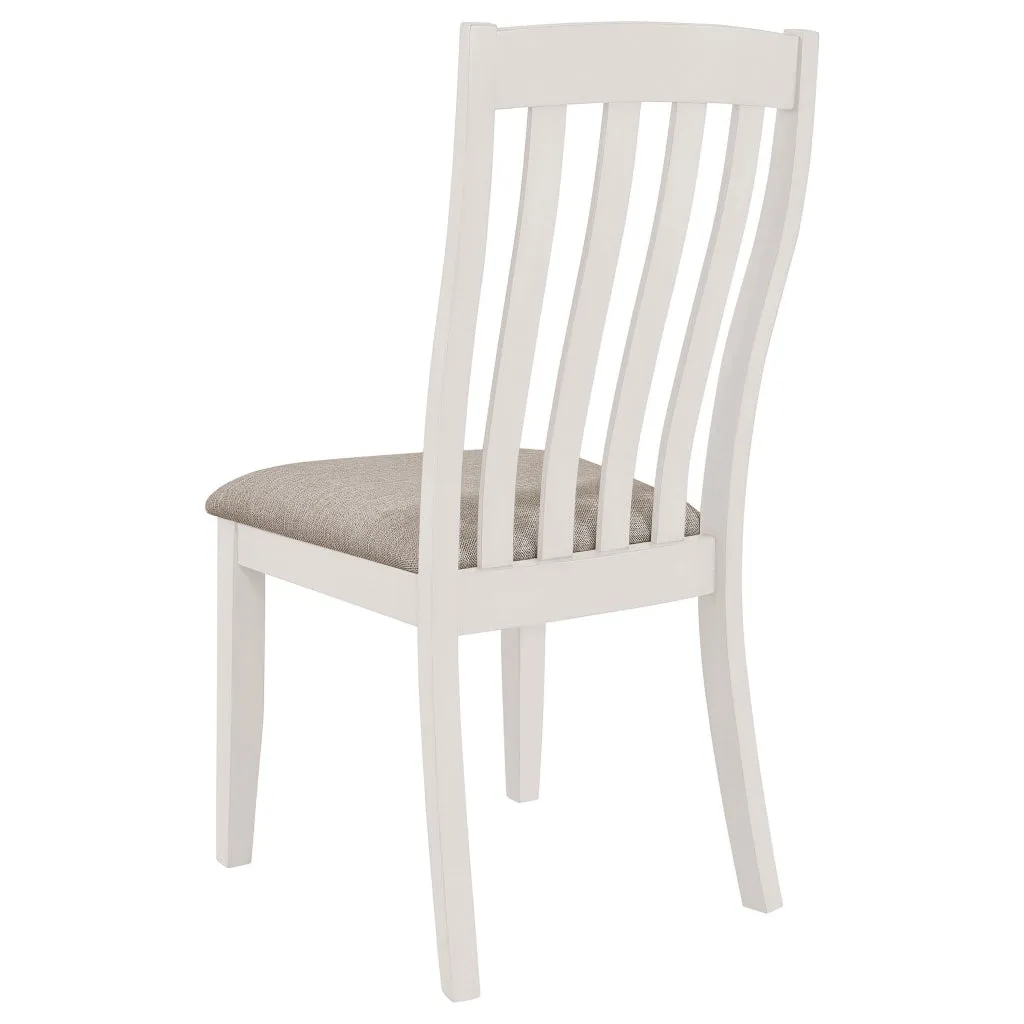 Ane 20 Inch Dining Side Chair Set of 2, Farmhouse, Slatted Back, White Wood By Casagear Home