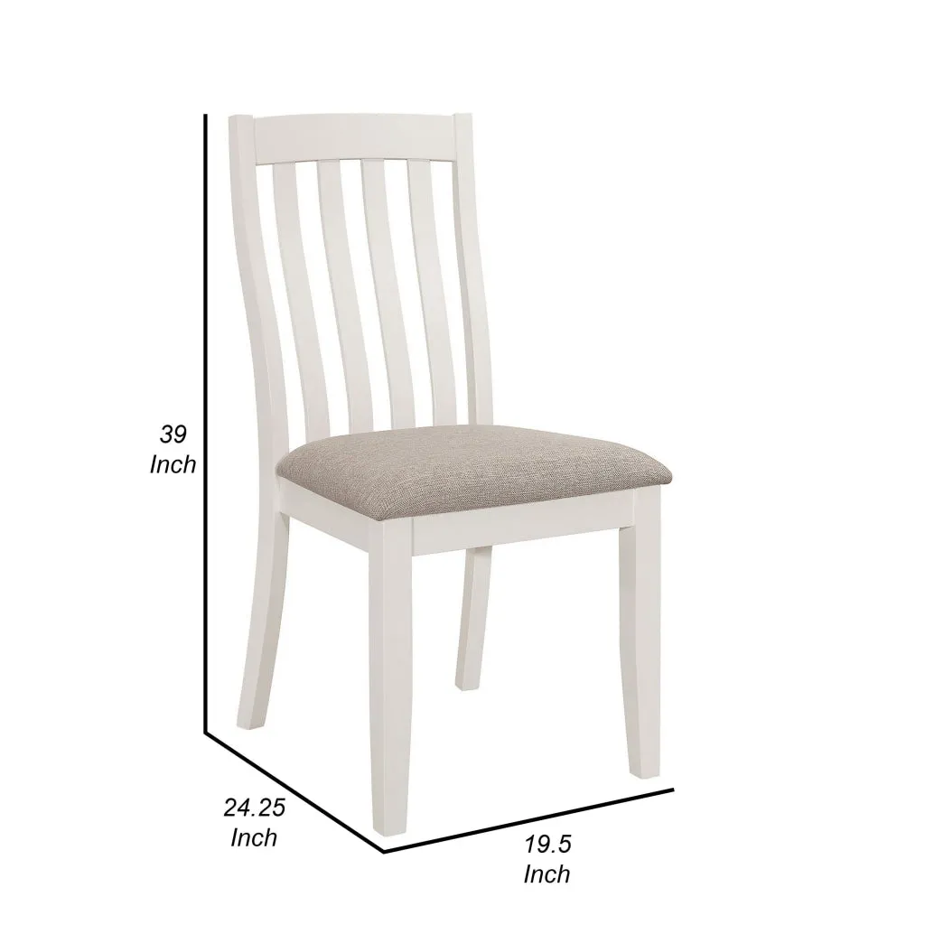 Ane 20 Inch Dining Side Chair Set of 2, Farmhouse, Slatted Back, White Wood By Casagear Home