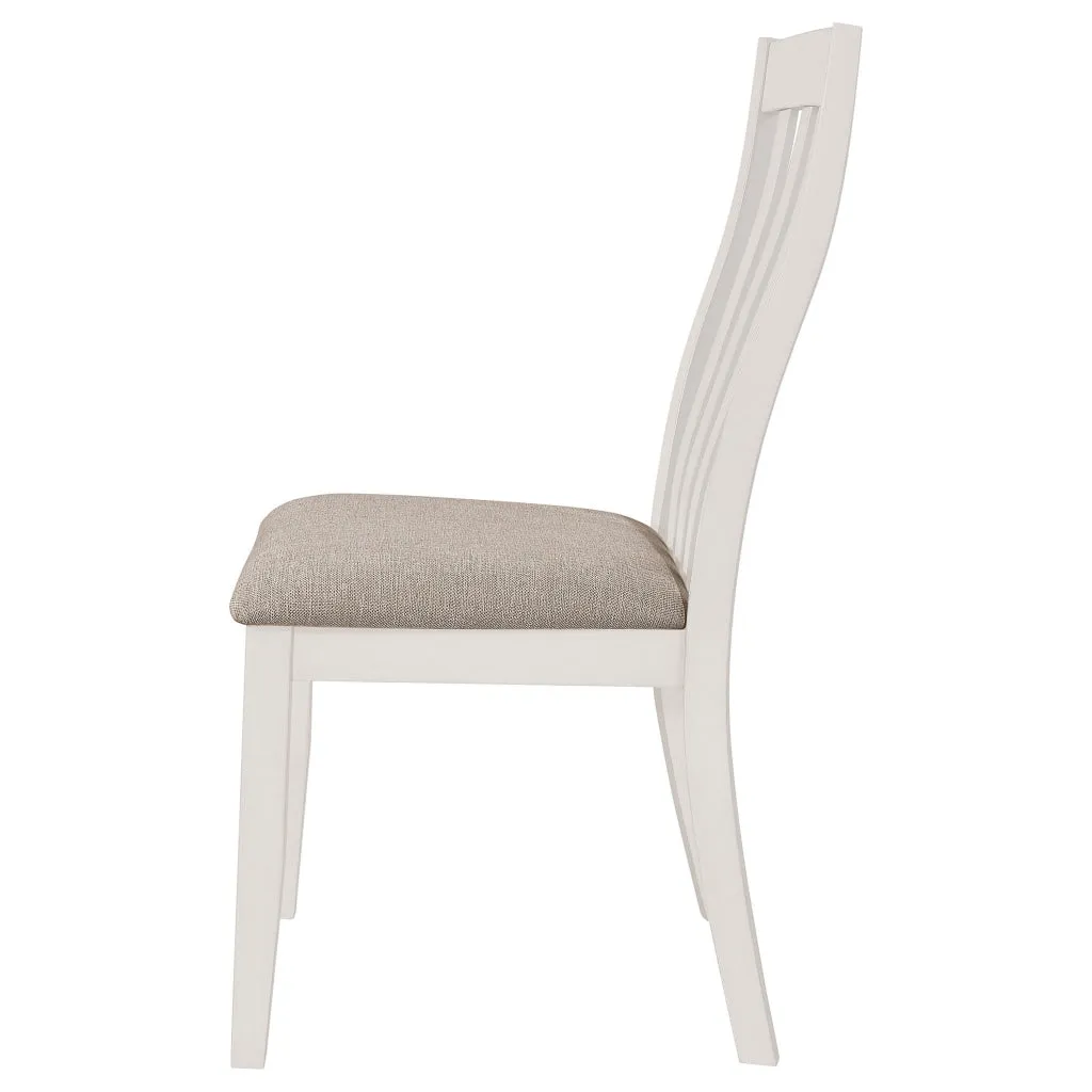 Ane 20 Inch Dining Side Chair Set of 2, Farmhouse, Slatted Back, White Wood By Casagear Home