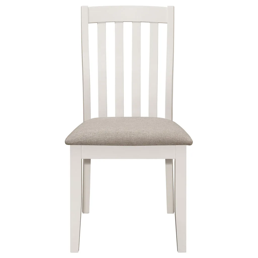 Ane 20 Inch Dining Side Chair Set of 2, Farmhouse, Slatted Back, White Wood By Casagear Home