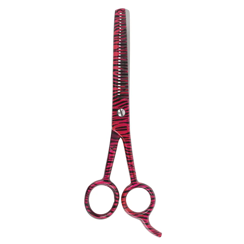 Annie Stainless Steel Thinning Hair Shears 6.5 Inch Pink Zebra Pattern