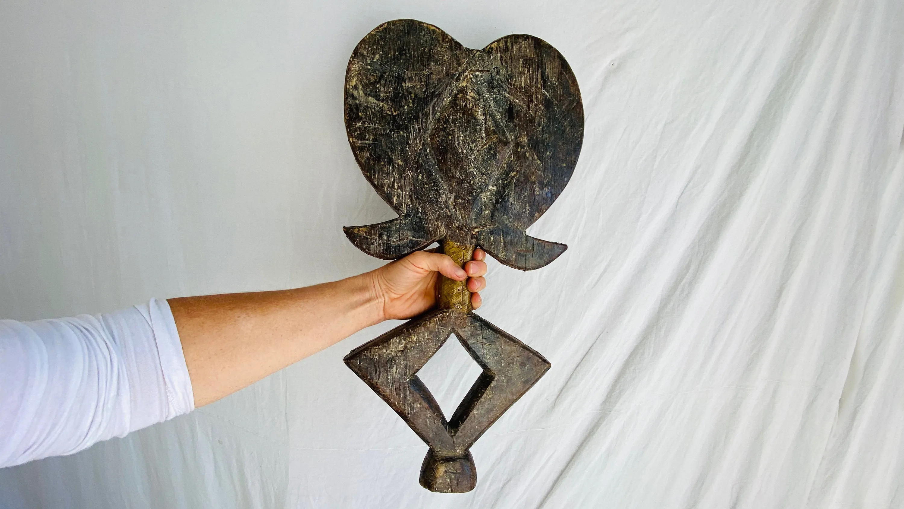 Bakota Relic. African Art. Brass & Wood Female Sculpture.