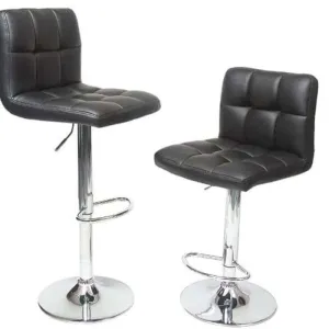 Bar Stools 2Pcs Black PU Leather