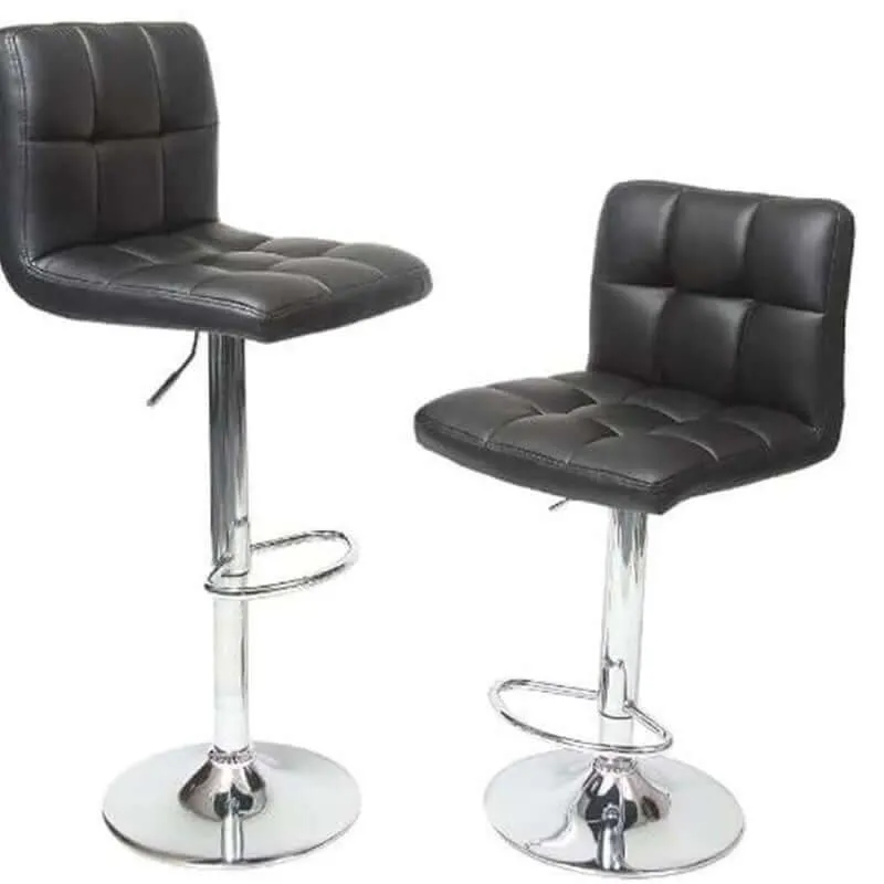 Bar Stools 2Pcs Black PU Leather