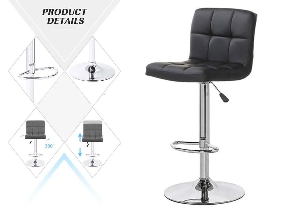 Bar Stools 2Pcs Black PU Leather