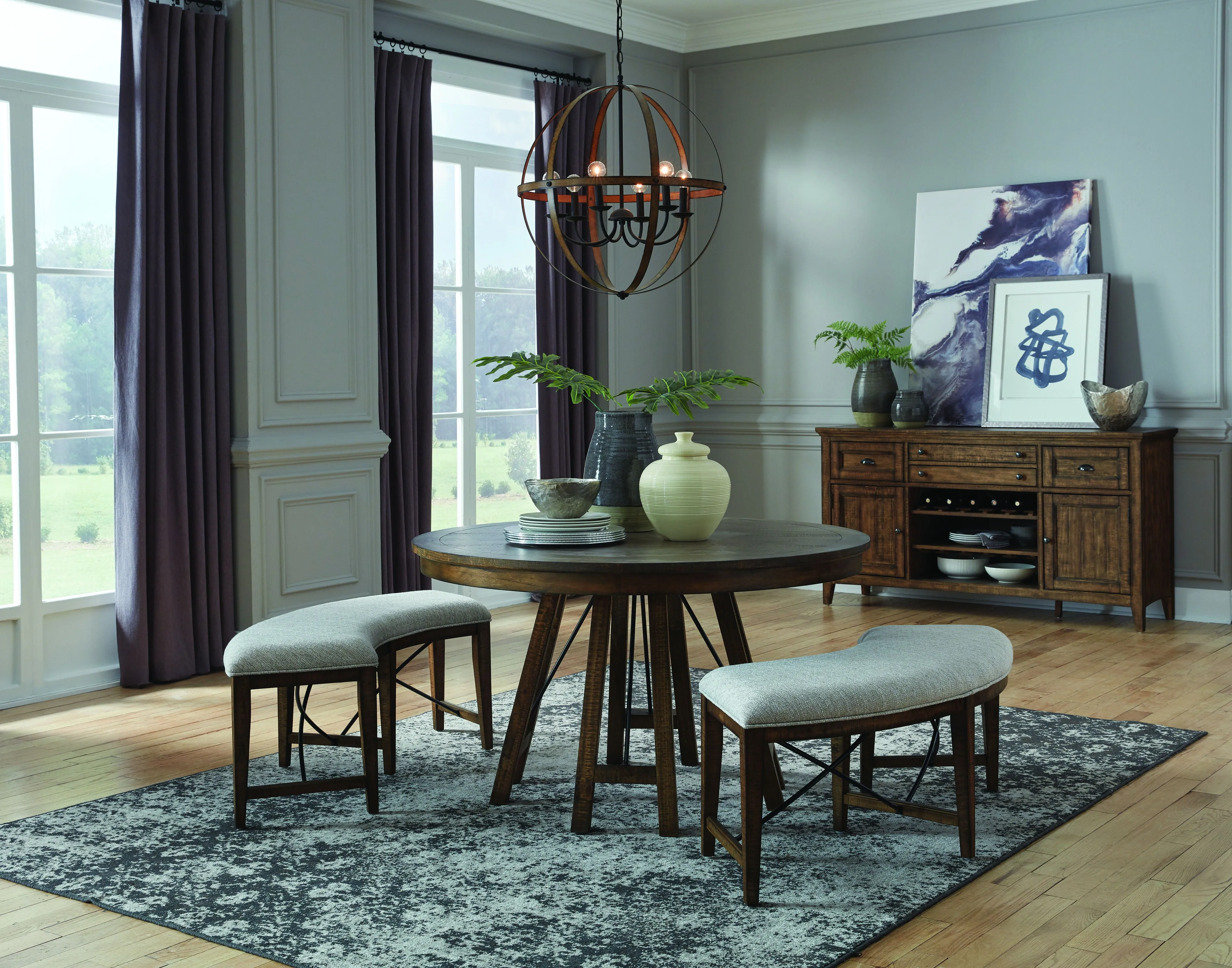 Bay Creek - Curved Bench With Upholstered Seat - Toasted Nutmeg