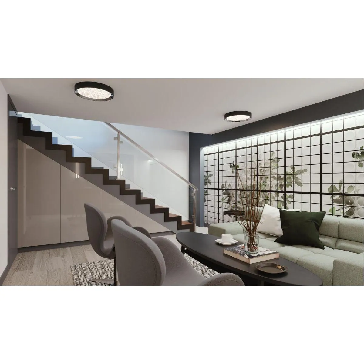 Belle 16 in. LED Flush Mount Light Selectable CCT Black finish