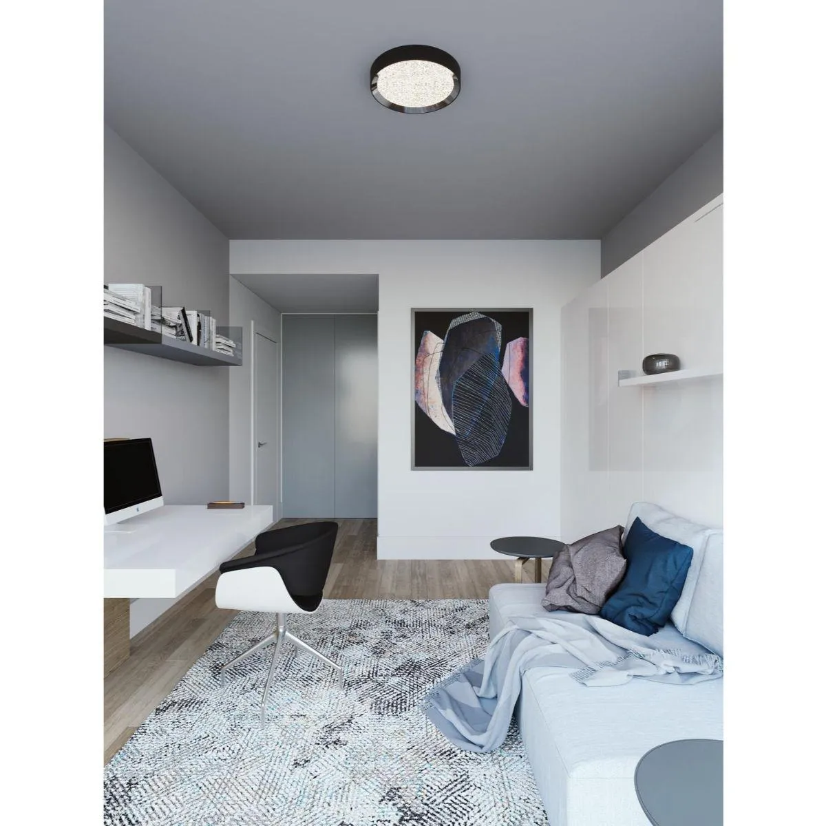 Belle 16 in. LED Flush Mount Light Selectable CCT Black finish