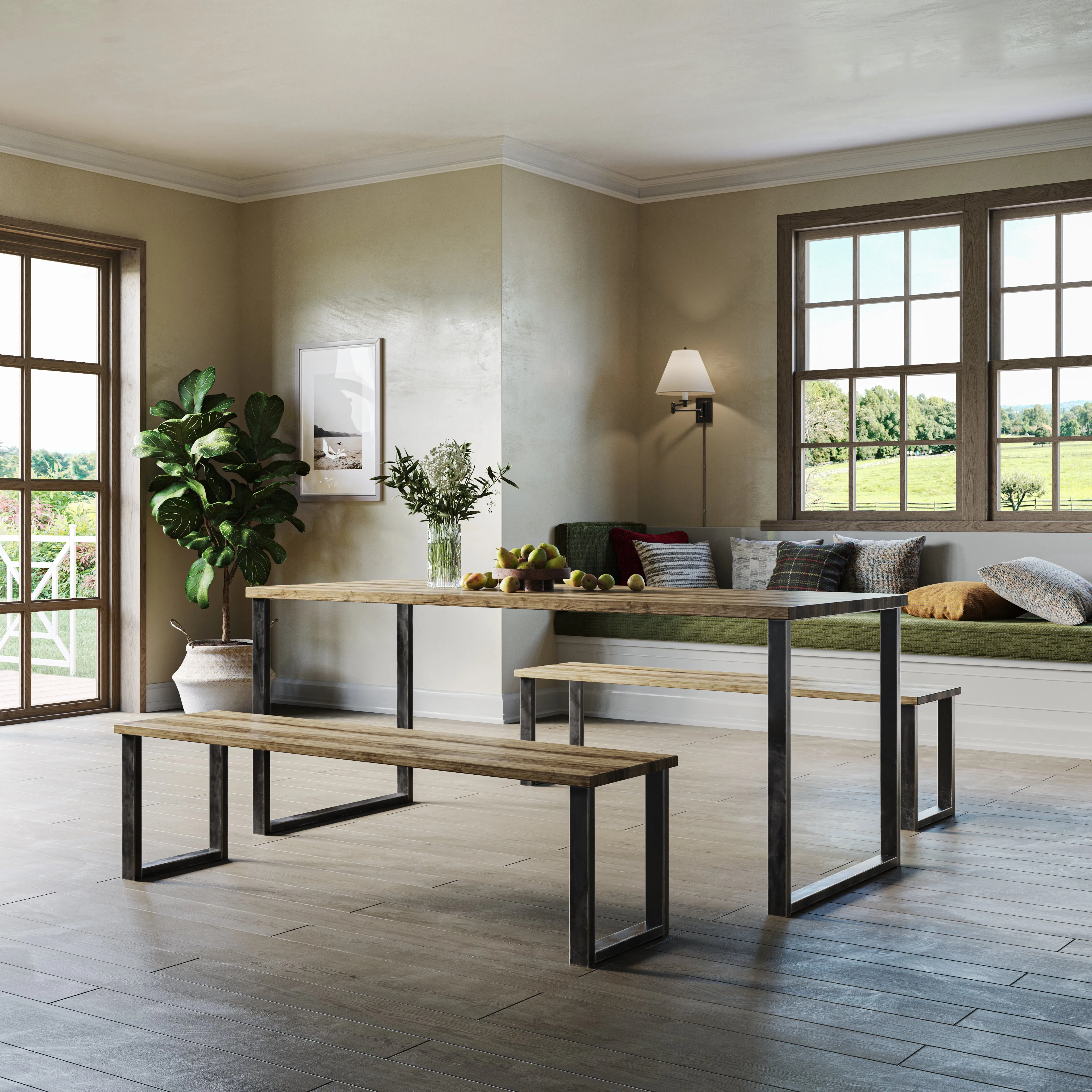 Bench Nº 1 - Gun Metal / Pine