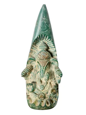 Brass Om Ganesh Statue Green Sand Finish