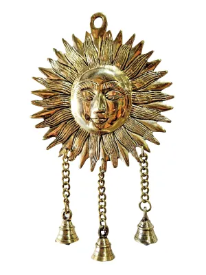 Brass Sun Mask with 3 bells