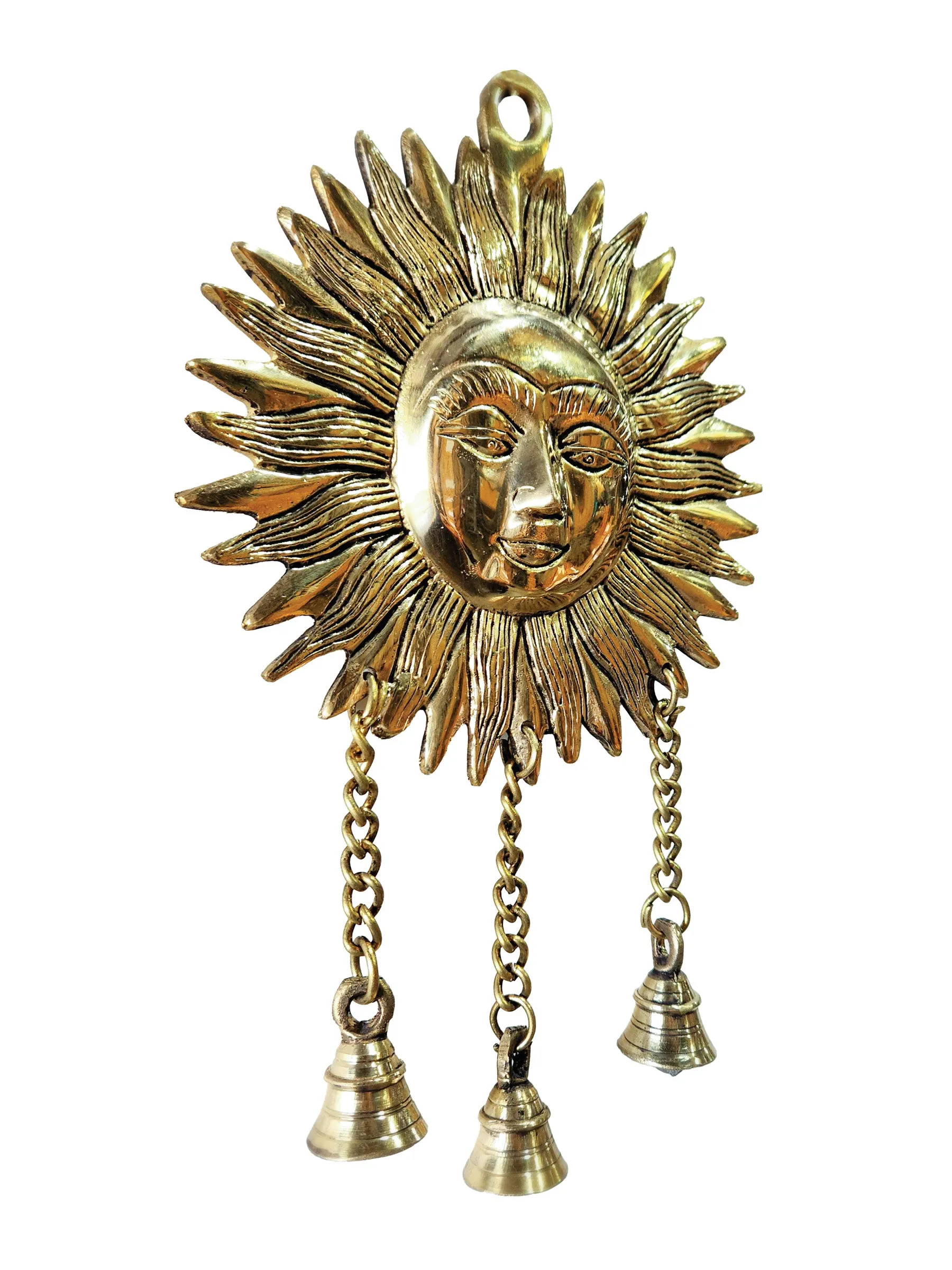 Brass Sun Mask with 3 bells