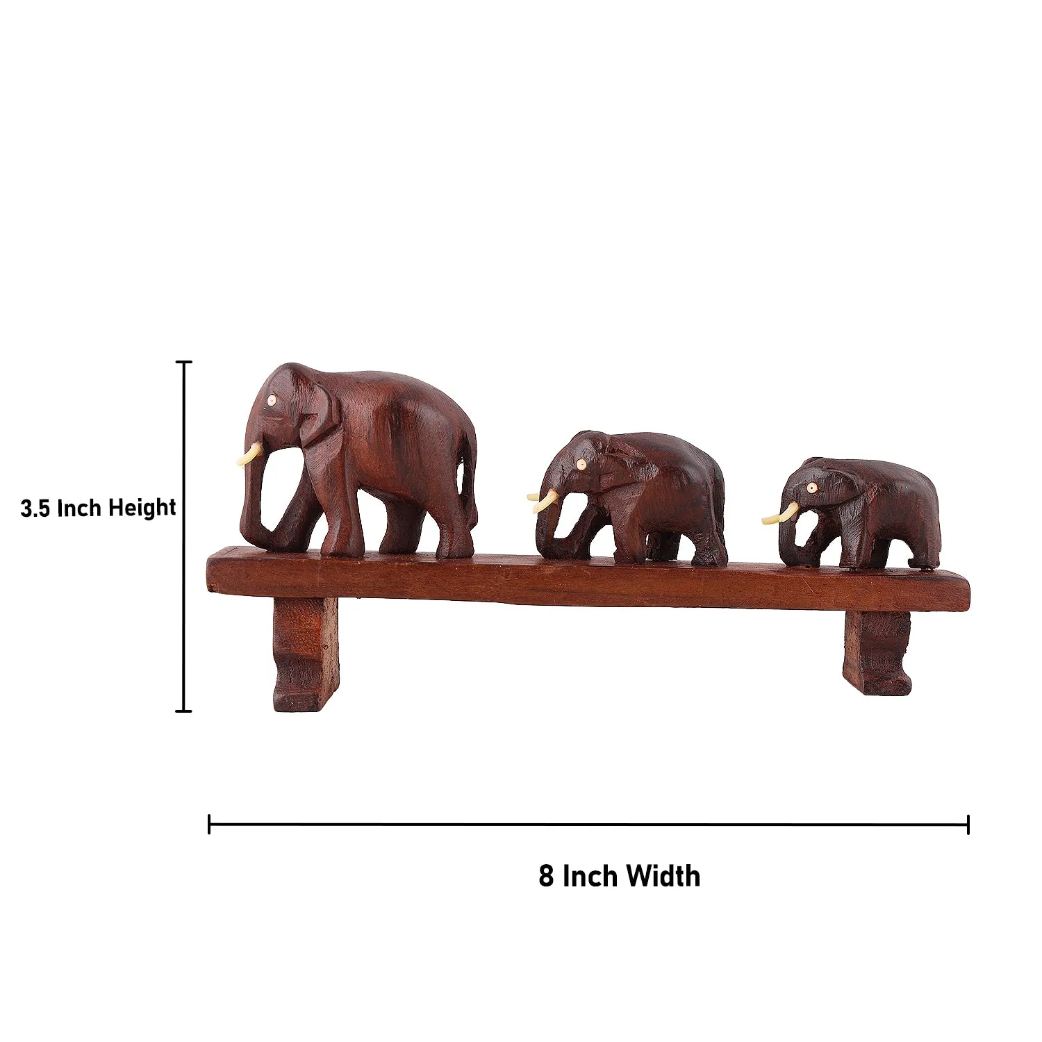 Bridge Elephant - 3.5 Inches |  Wooden Elephant Statue/ Elephant Idol for Home Decor