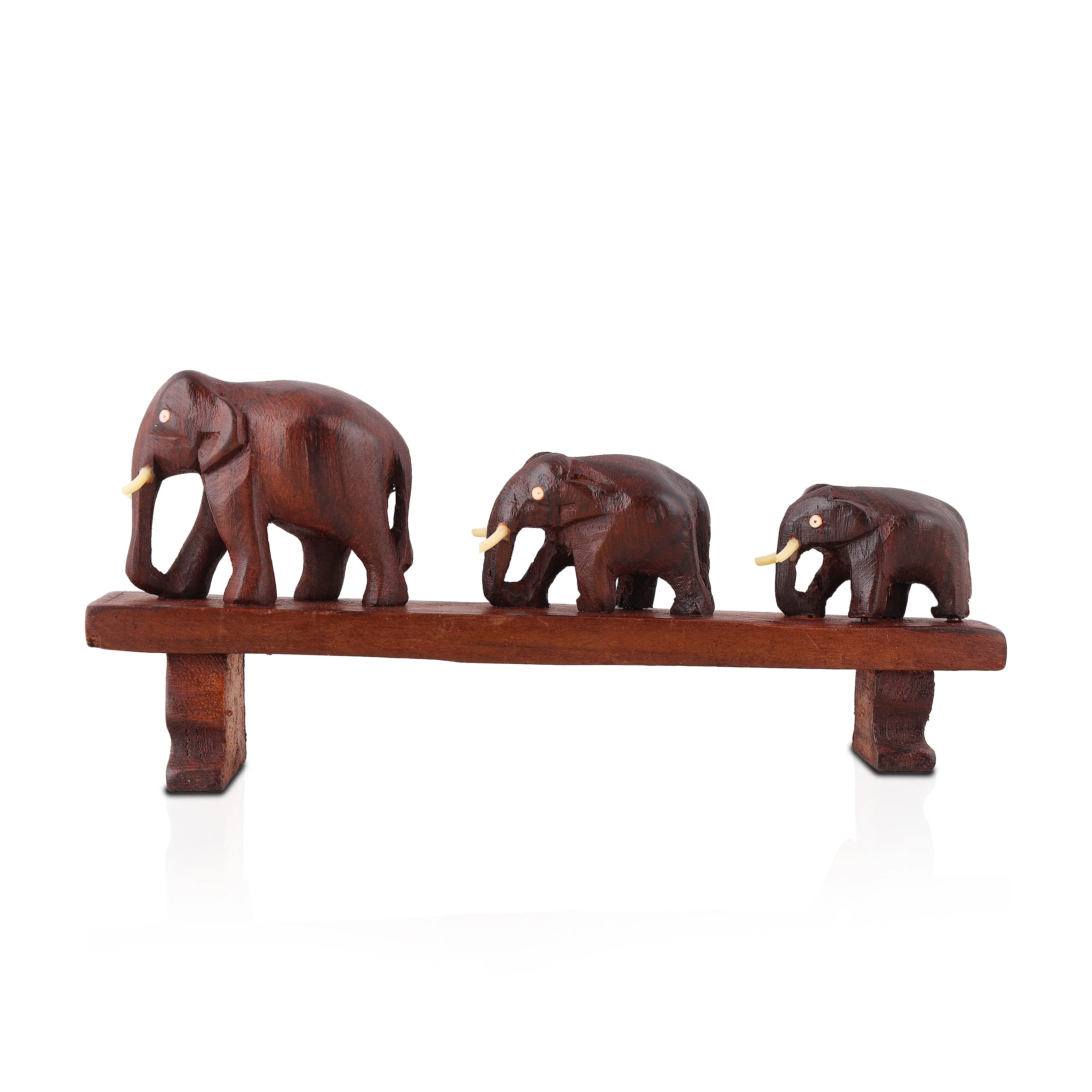 Bridge Elephant - 3.5 Inches |  Wooden Elephant Statue/ Elephant Idol for Home Decor