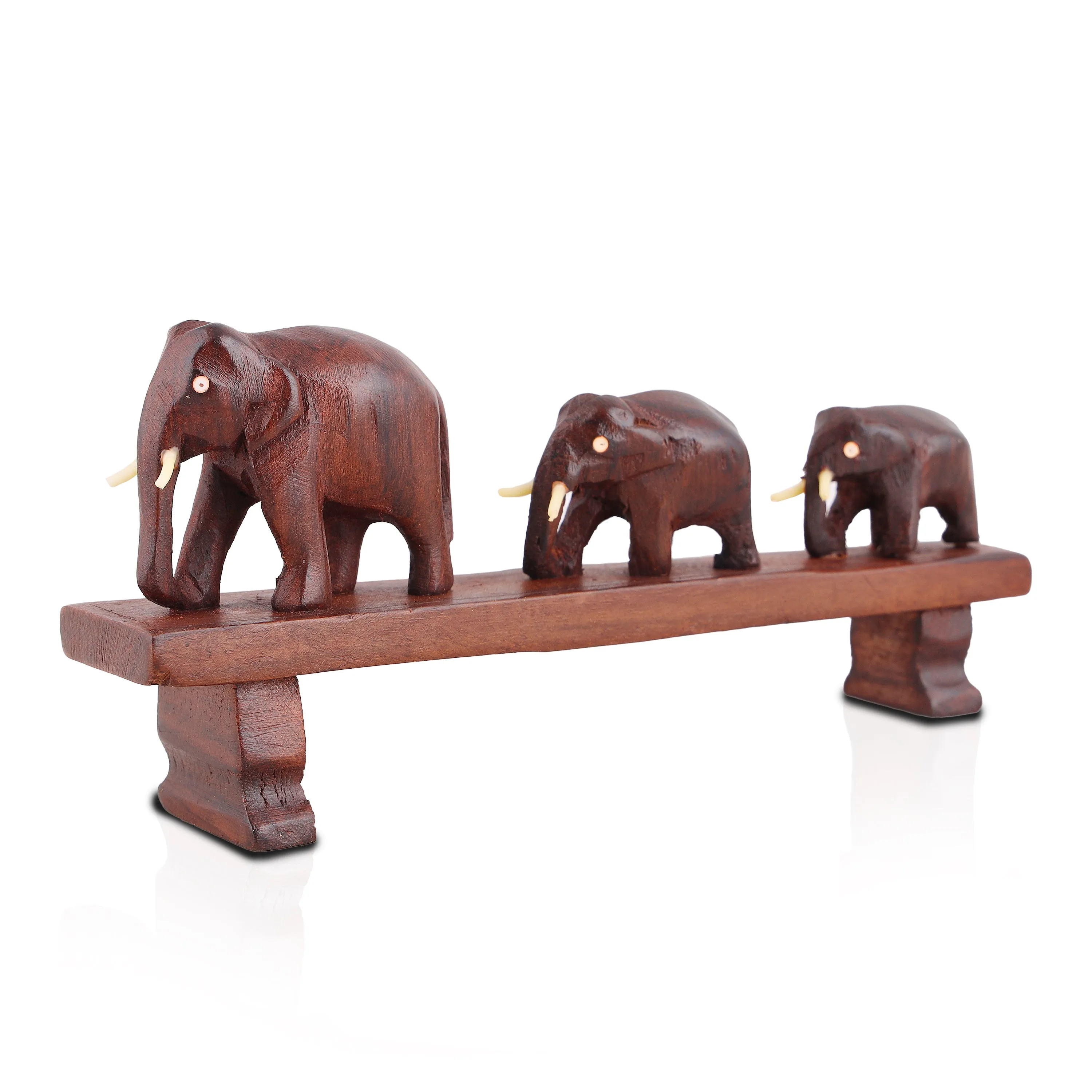 Bridge Elephant - 3.5 Inches |  Wooden Elephant Statue/ Elephant Idol for Home Decor