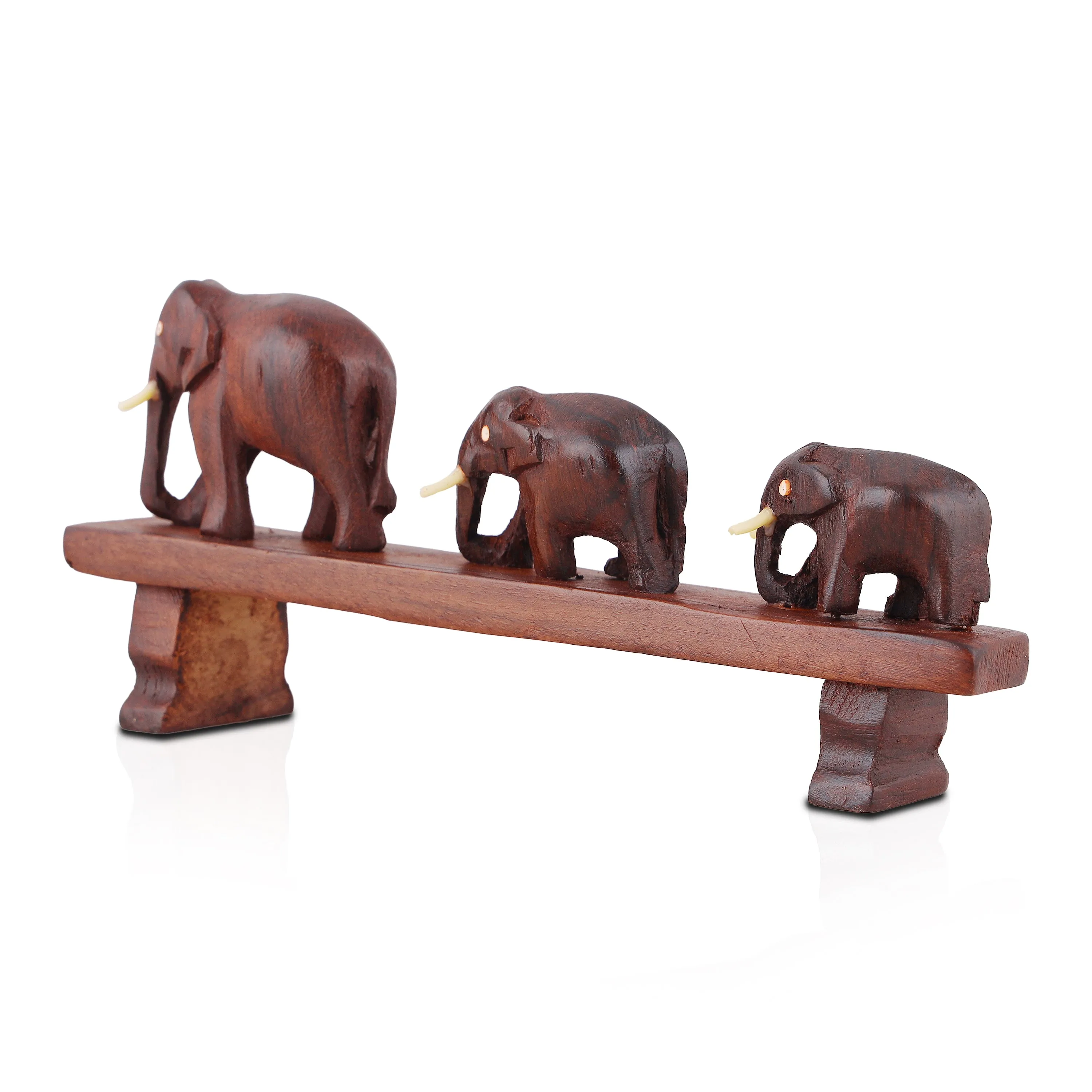 Bridge Elephant - 3.5 Inches |  Wooden Elephant Statue/ Elephant Idol for Home Decor