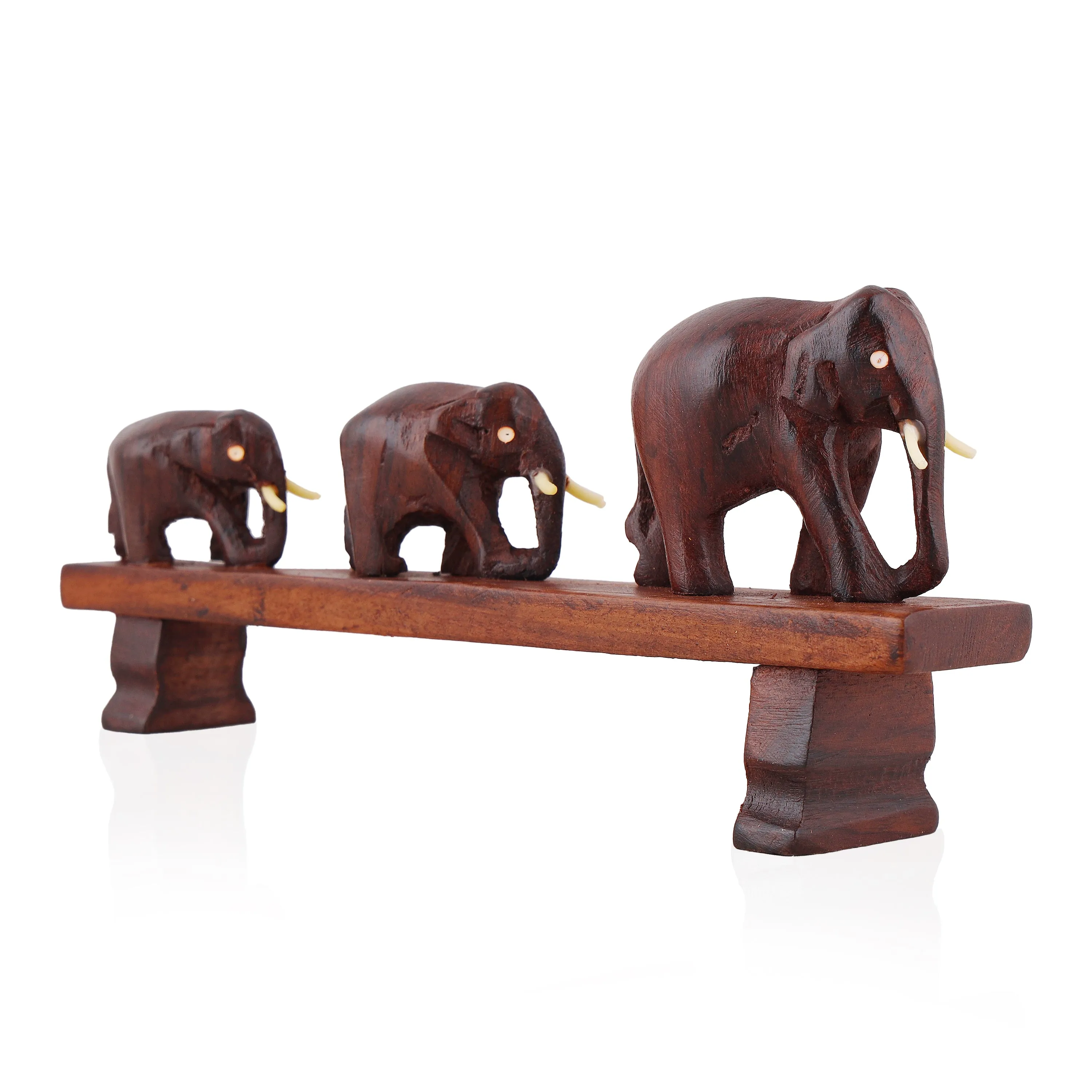 Bridge Elephant - 3.5 Inches |  Wooden Elephant Statue/ Elephant Idol for Home Decor