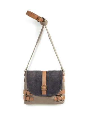 Buckled Up Up-Cycled Canvas Crossbody