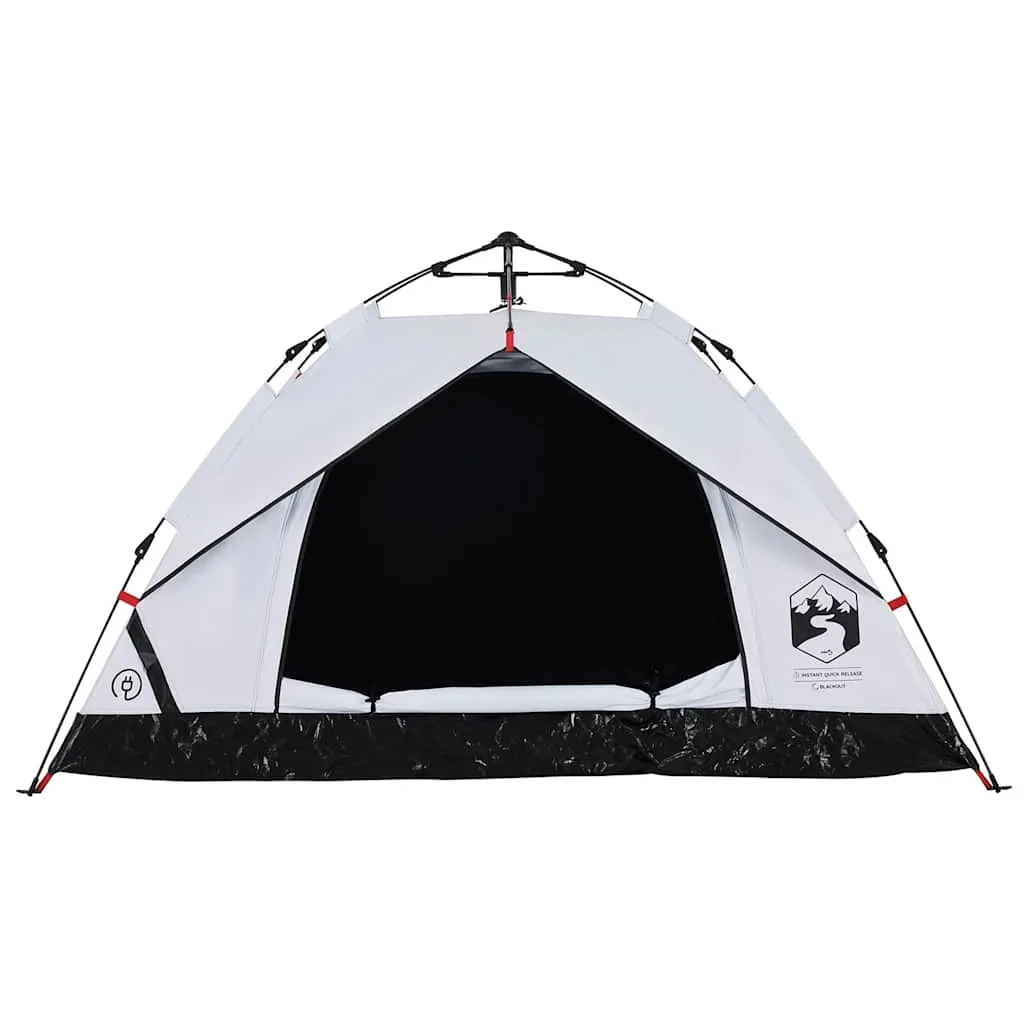 Camping Tent Dome 3-Person White Blackout Fabric Quick Release