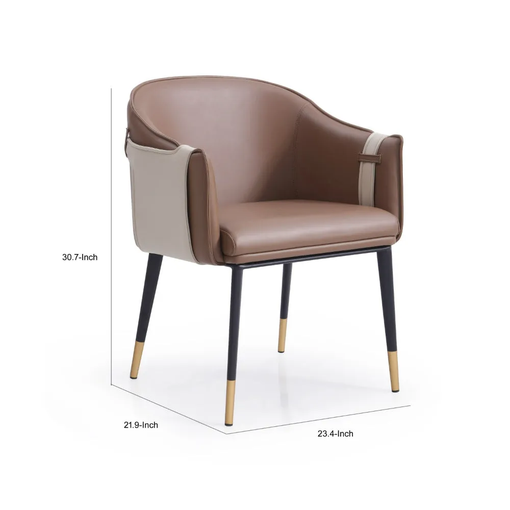 Cid Aldo 22 Inch Dining Chair, Brown Faux Leather, Black Metal, Wood By Casagear Home